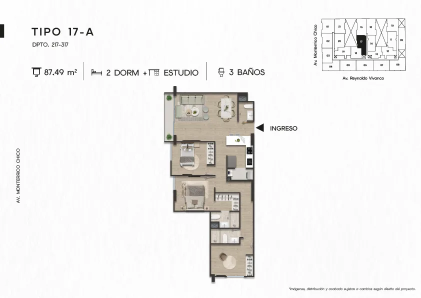 Modelo TIPO 17-A · Pisos 2 y 3