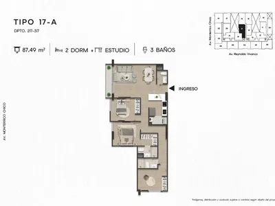 Modelo TIPO 17-A · Pisos 2 y 3