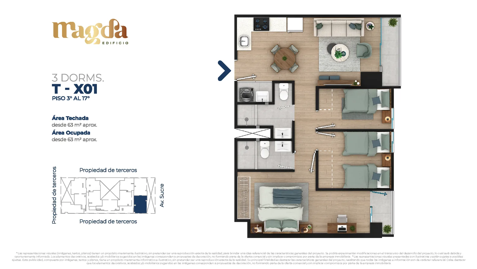 Modelo TIPO X01 · Pisos 3 al 17