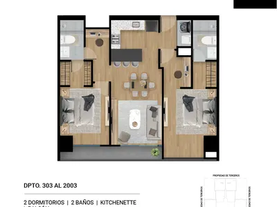 Modelo 2 Dormitorios + Kitchenette