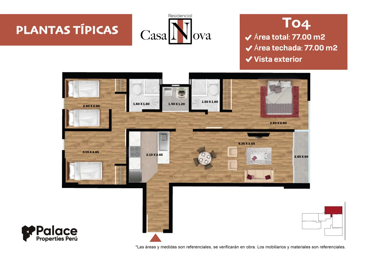 Modelo TIPO T04 · Pisos 5, 6, 7, 8, 9