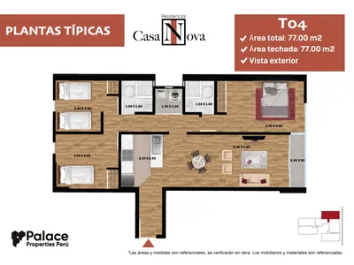 Modelo TIPO T04 · Pisos 5, 6, 7, 8, 9