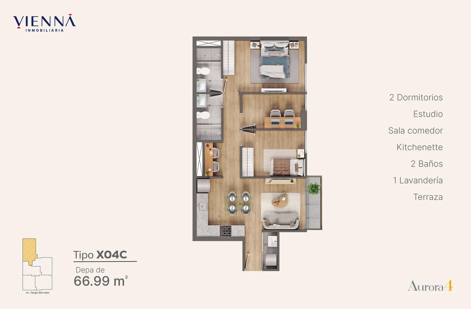Modelo Tipo X04C · Pisos 17 y 18