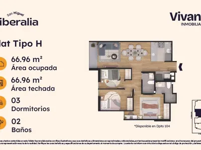 Departamento 2 dorm. 66.96 m²