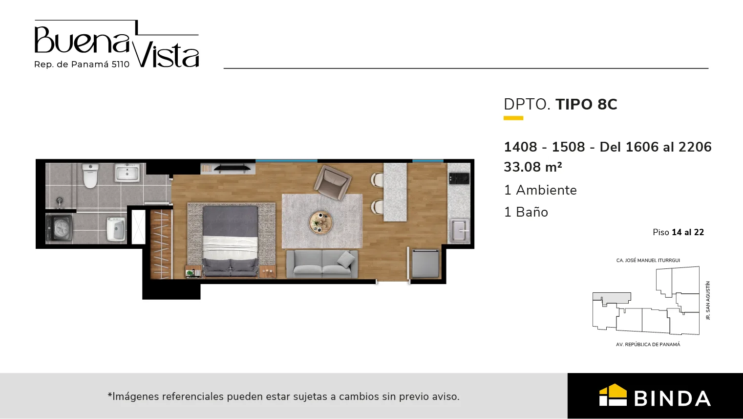 Modelo TIPO 8-C · Pisos 15 al 22