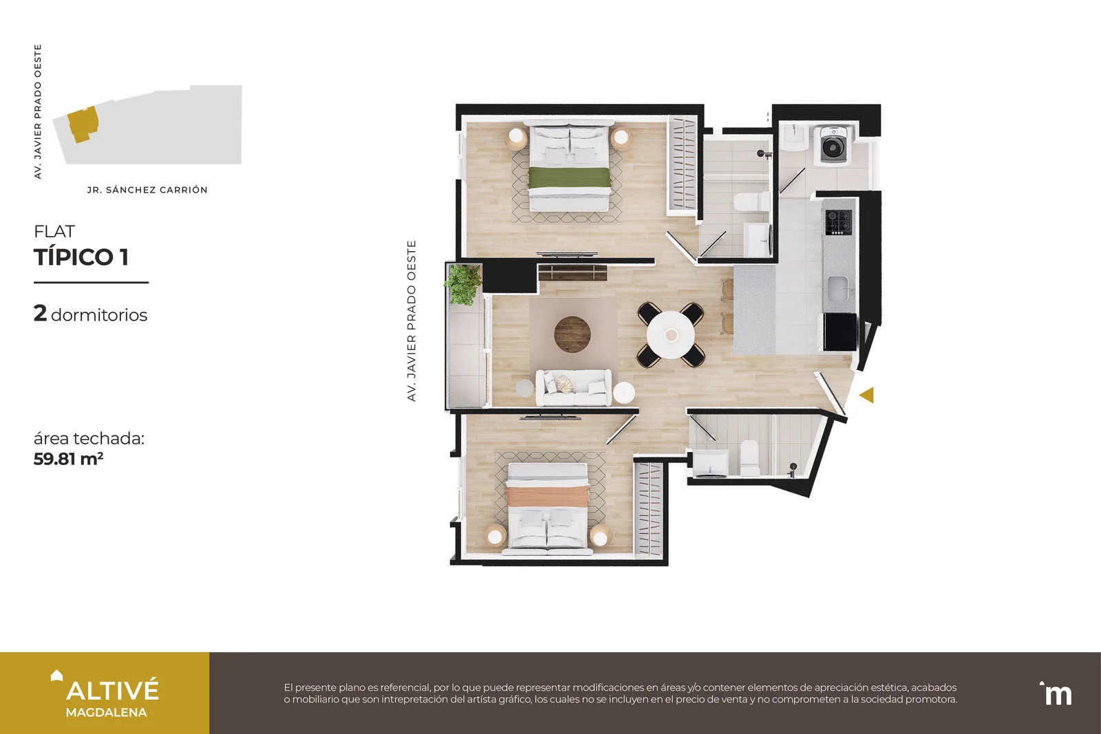 Modelo Flat Típico 01 · Pisos 8, 13, 16, 17