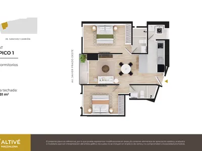 Modelo Flat Típico 01 · Pisos 8, 13, 16, 17