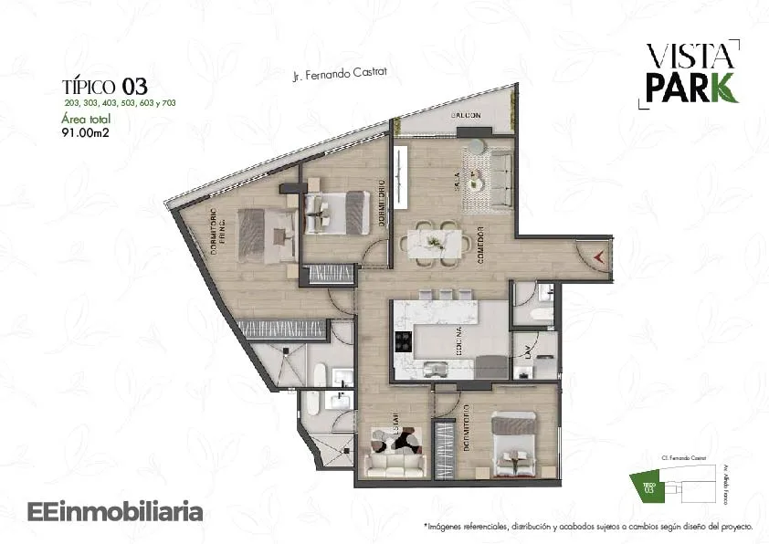 Modelo Tipo 03 · Pisos 2, 3, 4, 6, 7