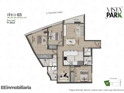 Modelo Tipo 03 · Pisos 2, 3, 4, 6, 7