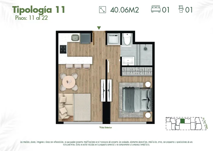 Modelo 11 · Pisos 11 al 22