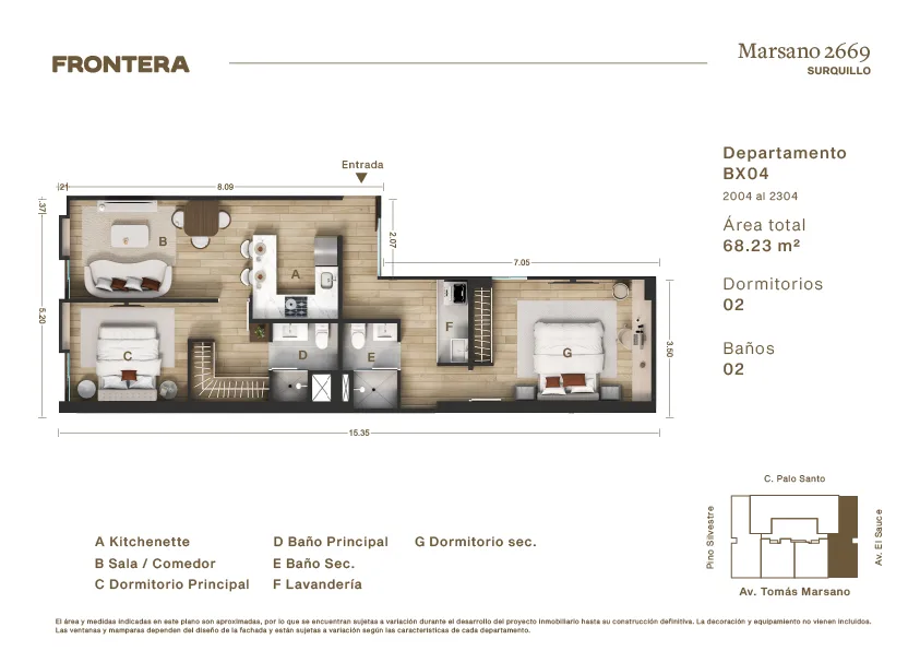Modelo BX04 · Pisos 21, 22, 23