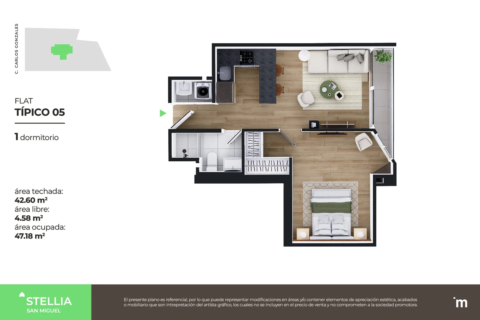 Modelo Flat Típico 05 · Pisos 4 al 22