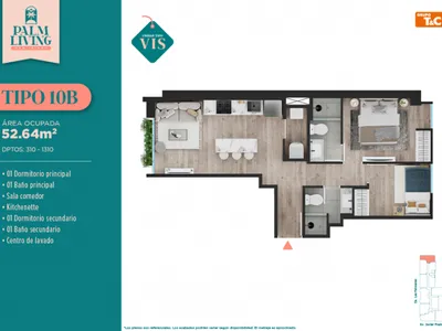 Departamento 2 dorm. 53.11 m²