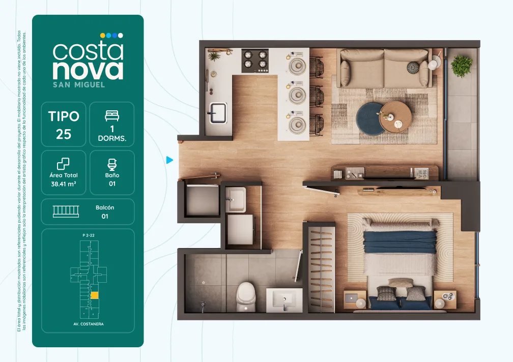 Modelo 25 · Pisos 2 al 22