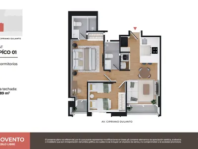Modelo Flat Típico 01 · Pisos 3, 7, 9, 13