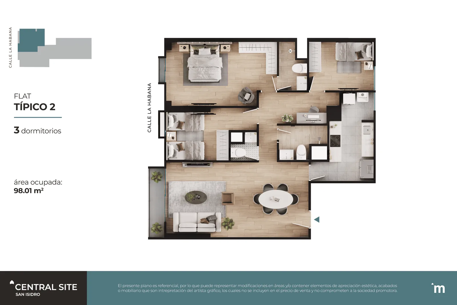 Modelo Flat Típico 02 · Pisos 6, 8, 9