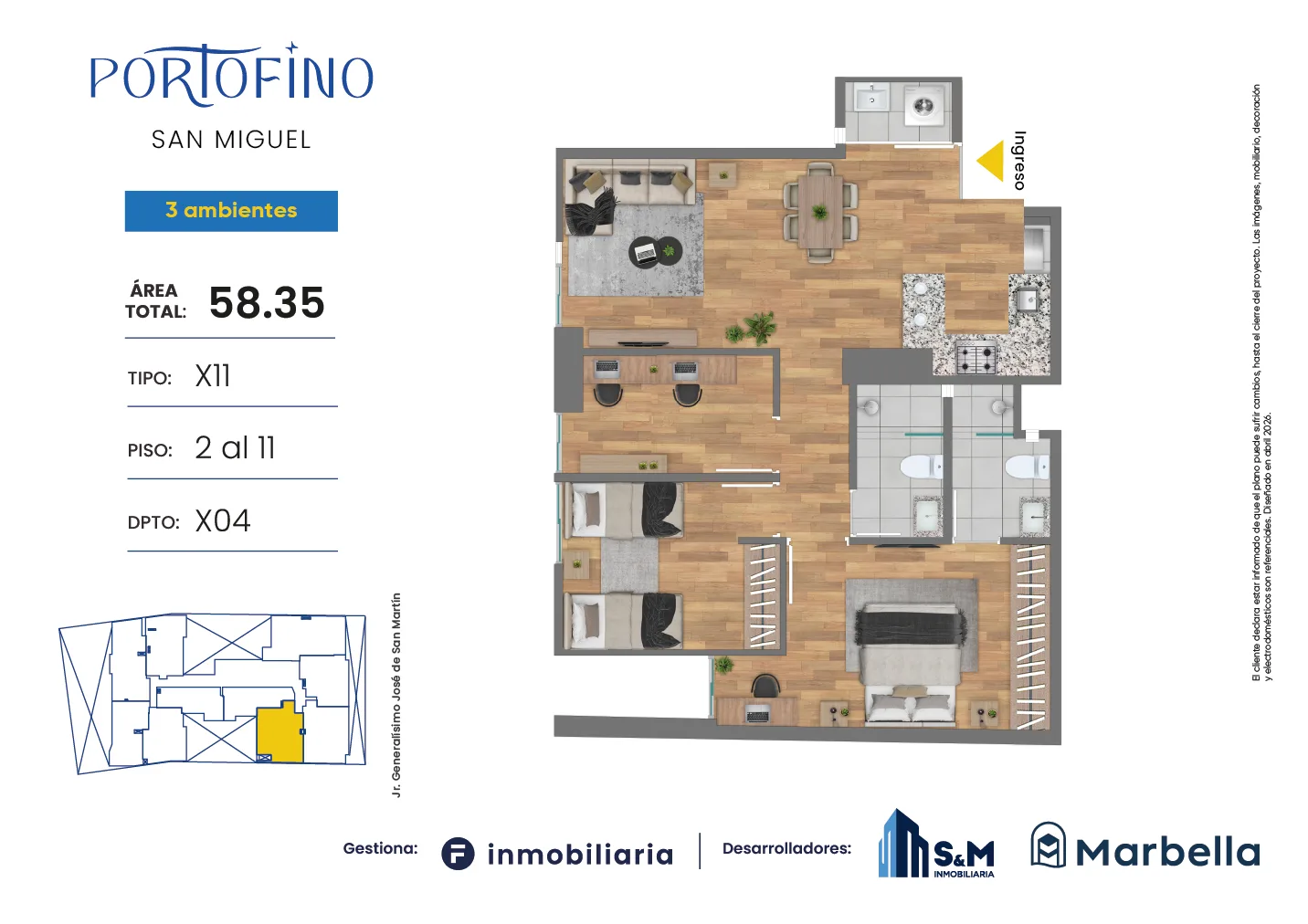 Modelo TD-X11 · Pisos 4 al 11