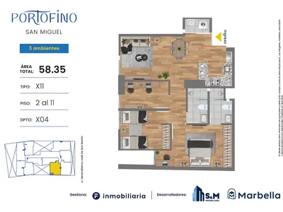 Modelo TD-X11 · Pisos 4 al 11