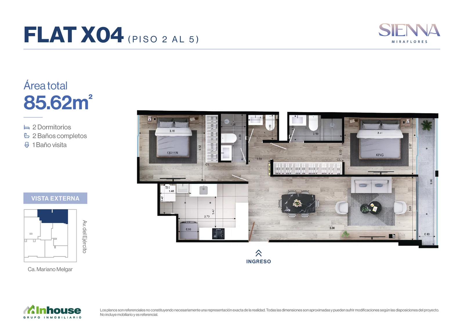 Modelo X4 · Pisos 2, 3, 4, 5