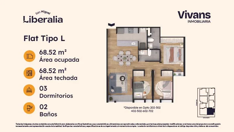 Modelo TIPO L · Pisos 3, 4, 6, 7