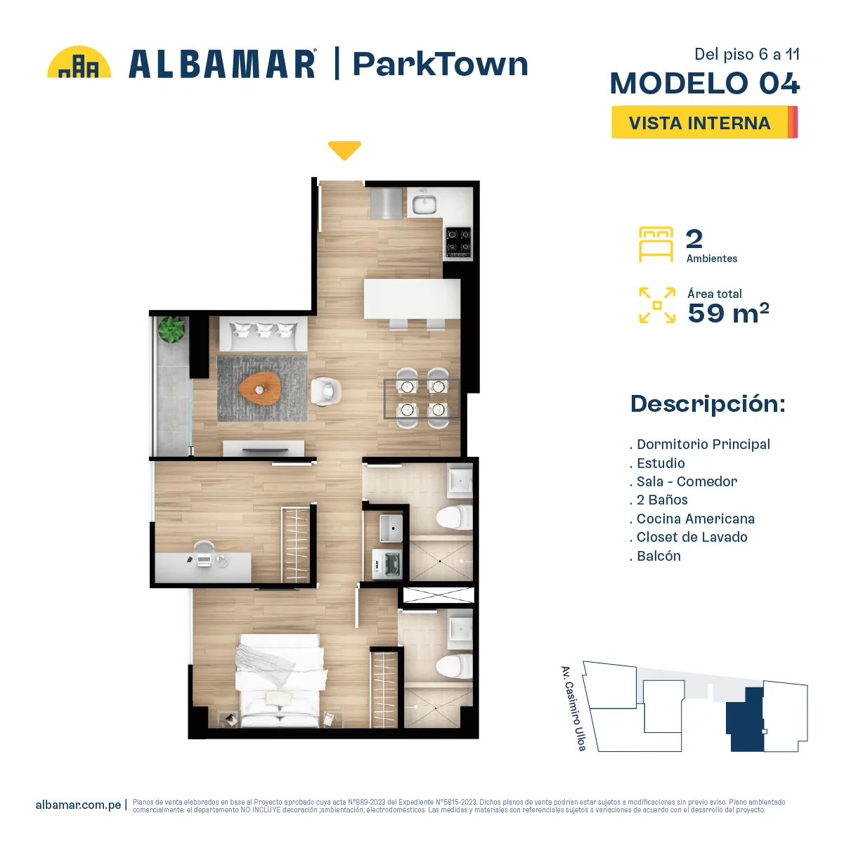 Modelo Tipo 4C · Pisos 8 y 9