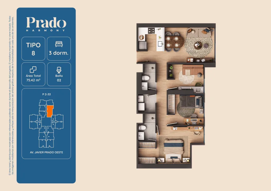 Modelo 8 · Pisos 3 al 33