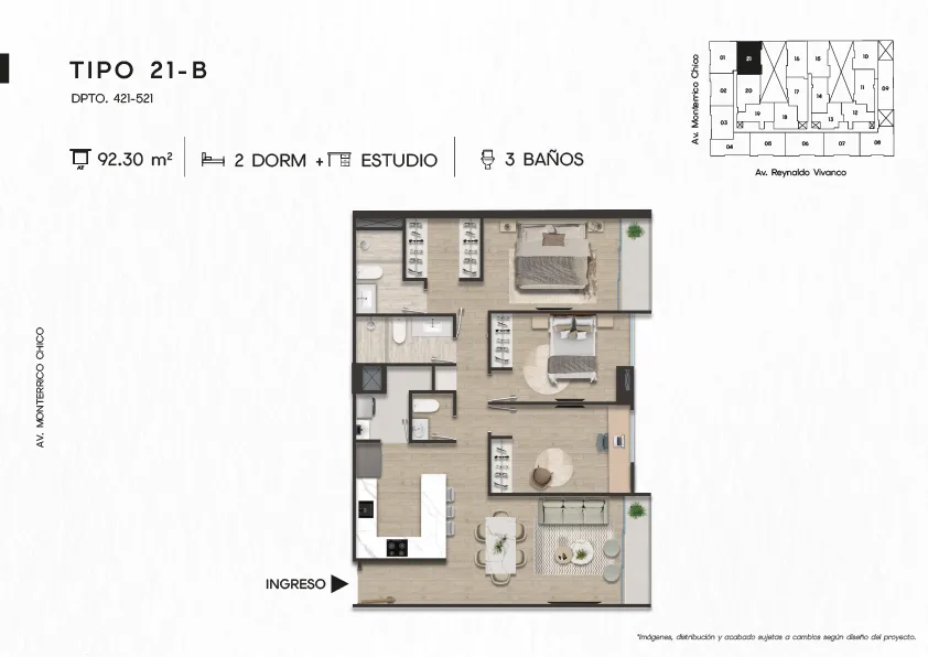 Modelo TIPICO 21-B · Pisos 4 y 5