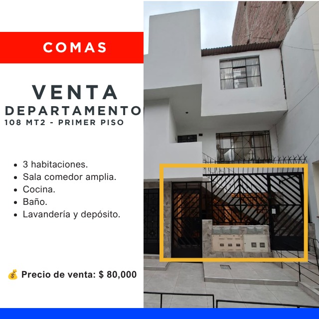Venta De Departamento Dúplex Con Muy Buena Ubicación En Comas