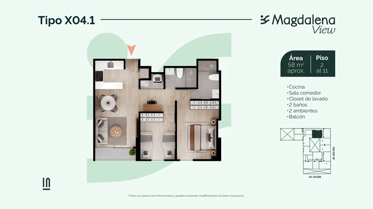 Modelo X04.1 · Pisos 2 al 11