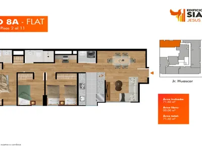 Departamento 3 dorm. 69.99 m²