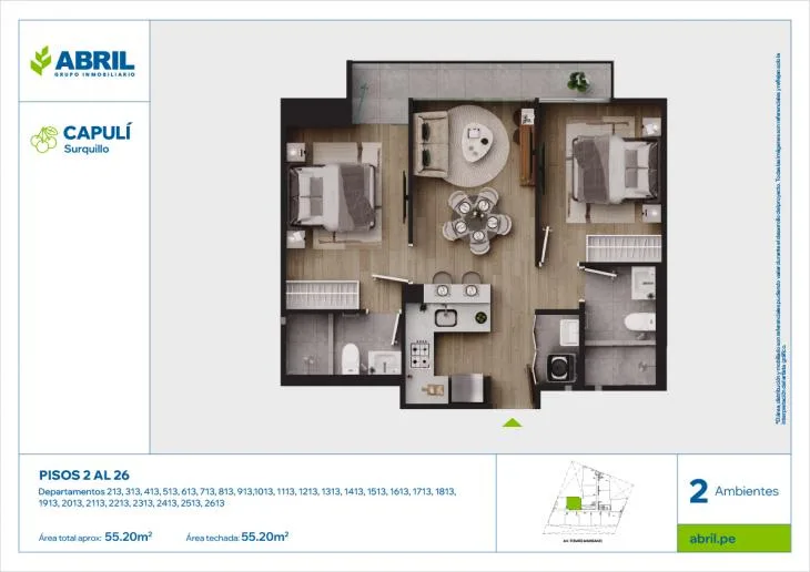 Modelo CAP-213AL2613_V1 · Pisos 2 al 26