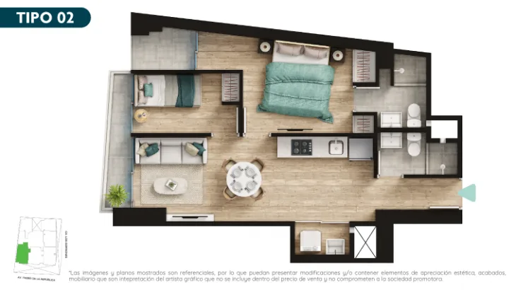Modelo Tipo 2 · Pisos 2 al 33
