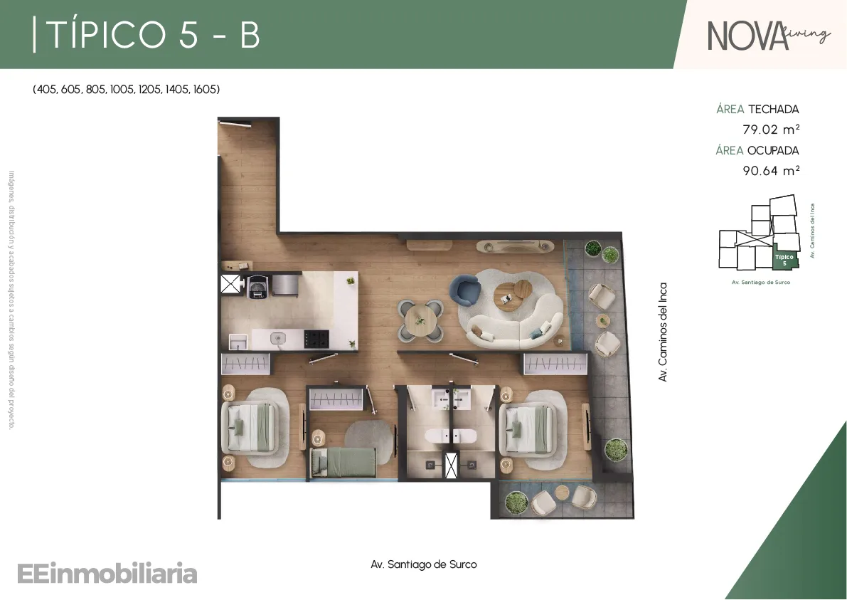 Modelo Típico 5-B · Pisos 10, 14, 16