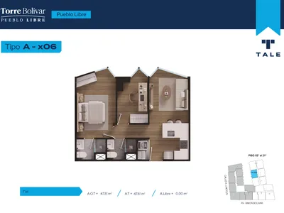 Departamento 2 dorm. 47.81 m²
