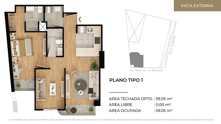 Modelo Tipo 1 · Pisos 4 al 22