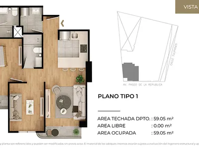 Modelo Tipo 1 · Pisos 4 al 22