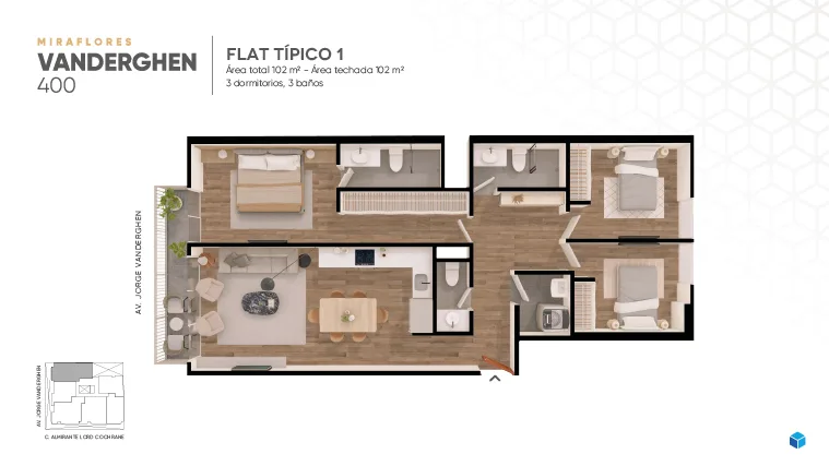 Modelo FLAT TIPICO 1 · Pisos 3, 4, 5