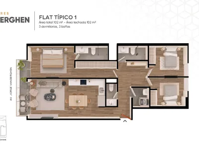 Modelo FLAT TIPICO 1 · Pisos 3, 4, 5