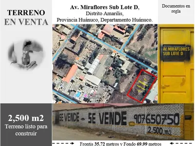 Venta de Terreno -  Huanúco