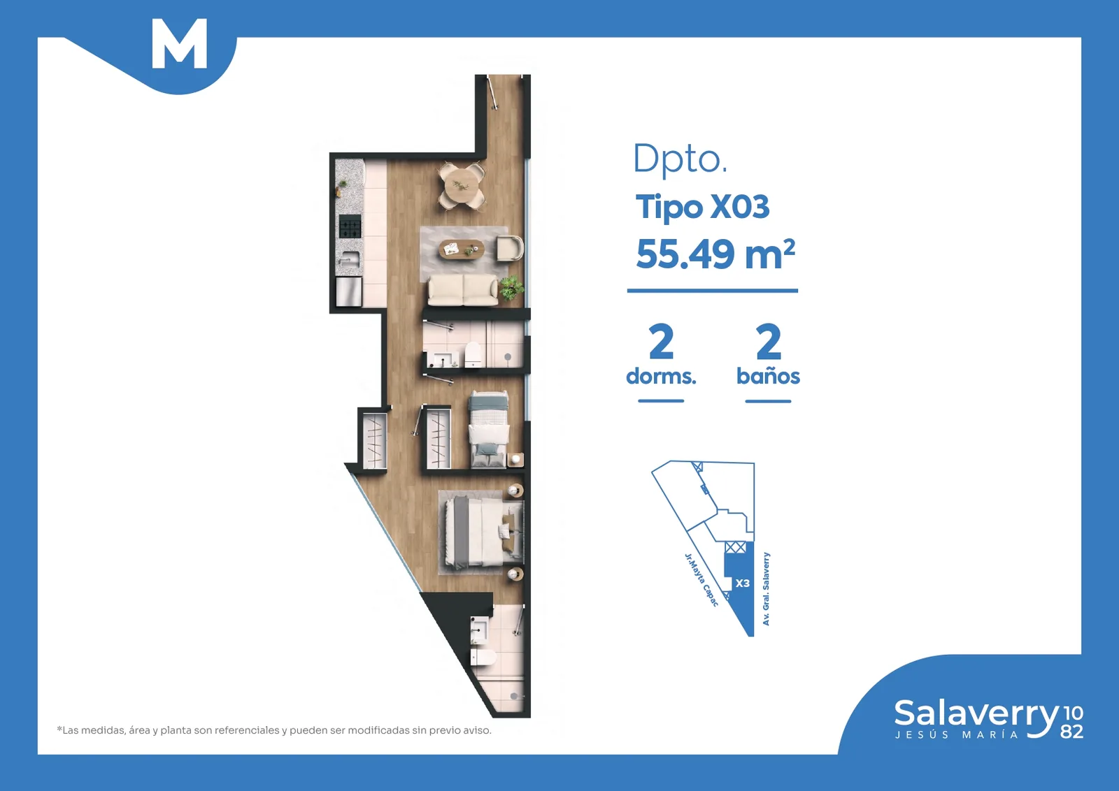 Modelo T3 · Pisos 5, 6, 13