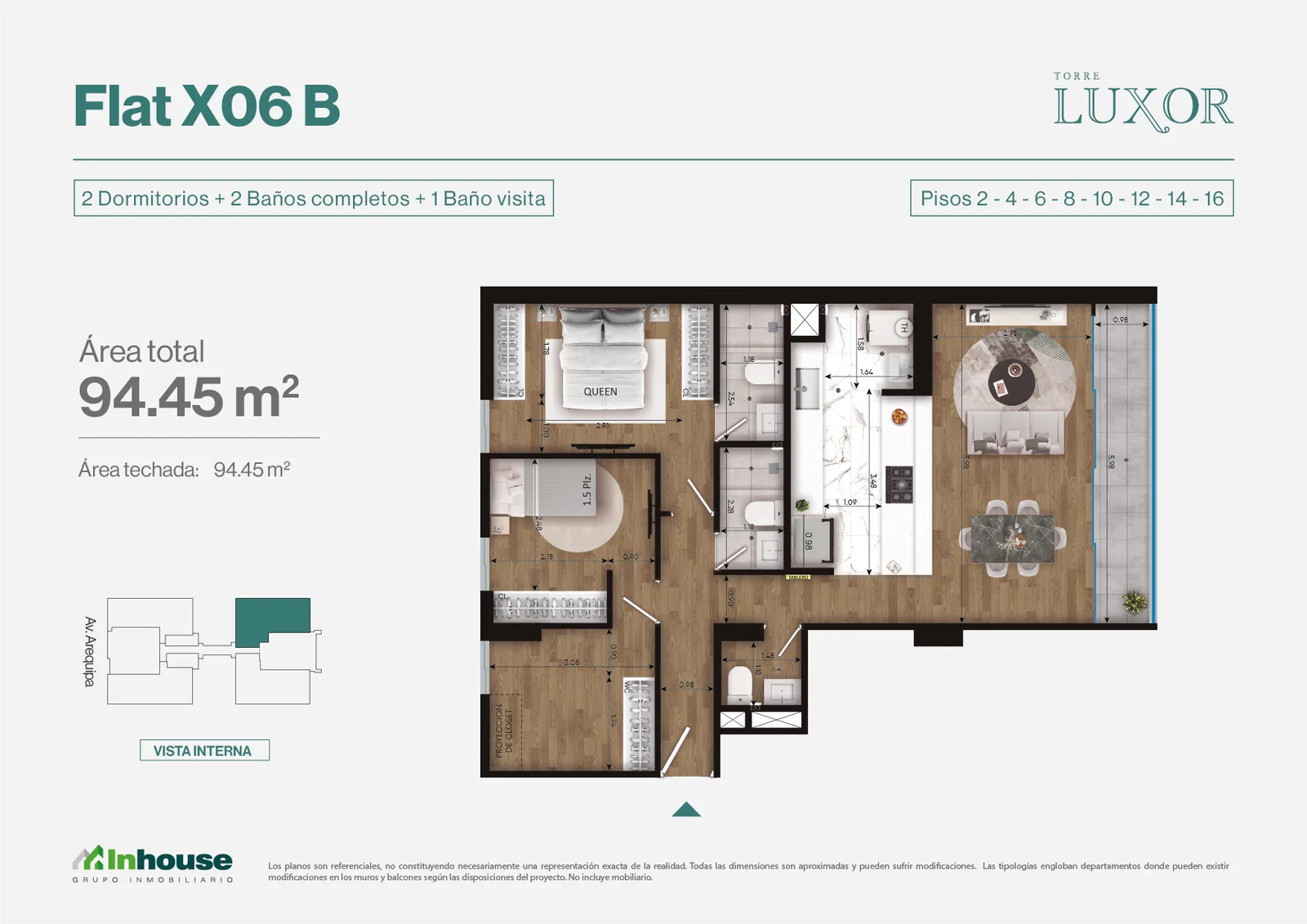 Modelo Tipo 6B · Pisos 2 al 16
