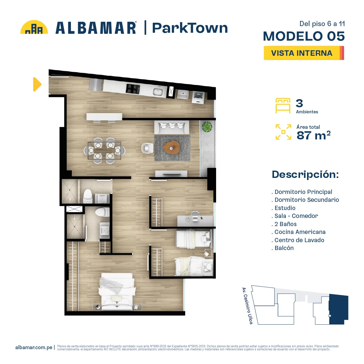 Modelo Tipo 5B · Pisos 7, 10, 11
