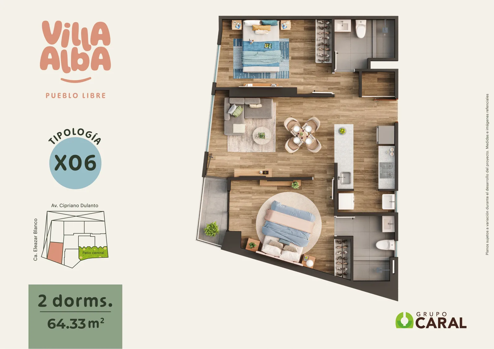 Modelo 2D-X06 · Pisos 2, 3, 5, 6, 8