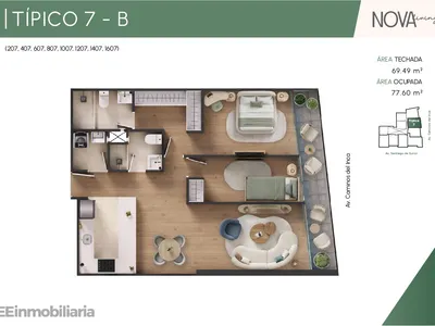 Modelo Típico 7-B · Pisos 2 al 16