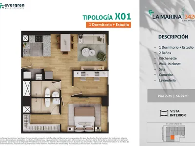 Modelo Tipo 01 · Pisos 2 al 21